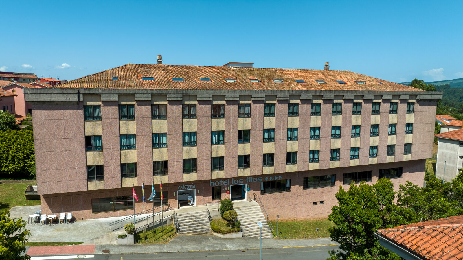 Fachada del Hotel Los Tilos en Santiago de Compostela, vista aérea